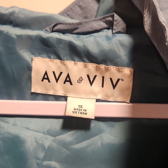 Women Plus Size Drawstring Waist Anorak Jacket - Ava & Viv -Teal - Picture 3 of 6